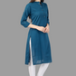 House of RP Women's Light Blue Solid Cotton Straight Kurta | Swadesiicart