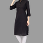 House of RP Women's Black Solid Cotton Straight Kurta | Swadesiicart