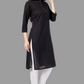 House of RP Women's Black Solid Cotton Straight Kurta | Swadesiicart