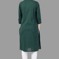 House of RP Women's Green Solid Cotton Straight Kurta | Swadesiicart
