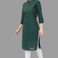House of RP Women's Green Solid Cotton Straight Kurta | Swadesiicart