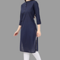 House of RP Women's Blue Solid Cotton Straight Kurta | Swadesiicart