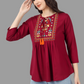 House of RP Women Marron Rayon Embroidered Flared Tunic | Swadesiicart