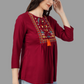 House of RP Women Marron Rayon Embroidered Flared Tunic | Swadesiicart