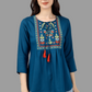House of RP Women Light Blue Rayon Embroidered Flared Tunic | Swadesiicart