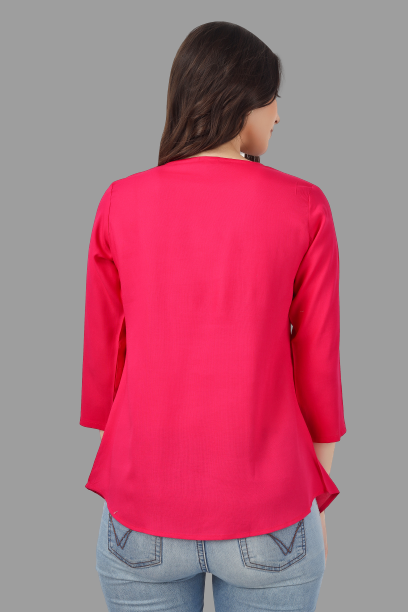 House of RP Women Pink Rayon Embroidered Flared Tunic | Swadesiicart