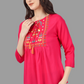 House of RP Women Pink Rayon Embroidered Flared Tunic | Swadesiicart