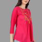 House of RP Women Pink Rayon Embroidered Flared Tunic | Swadesiicart