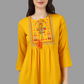 House of RP Women Yellow Rayon Embroidered Flared Tunic | Swadesiicart