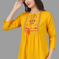 House of RP Women Yellow Rayon Embroidered Flared Tunic | Swadesiicart