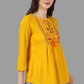 House of RP Women Yellow Rayon Embroidered Flared Tunic | Swadesiicart