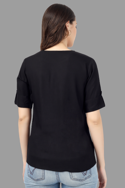 House of RP Women Black Rayon Solid Casual Tunic | Swadesiicart