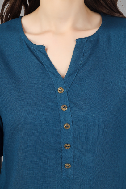 House of RP Women Blue Rayon Solid Casual Tunic | Swadesiicart