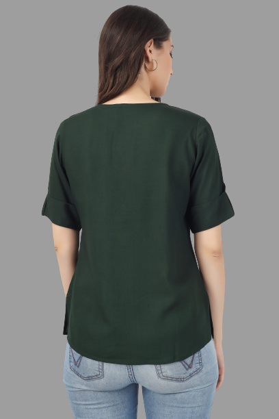 House of RP Women Green Rayon Solid Casual Tunic | Swadesiicart