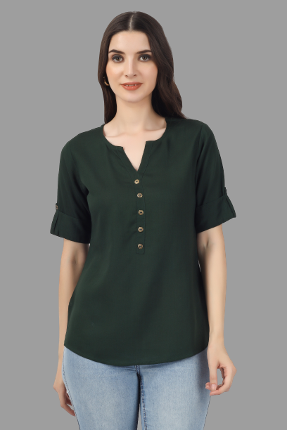 House of RP Women Green Rayon Solid Casual Tunic | Swadesiicart