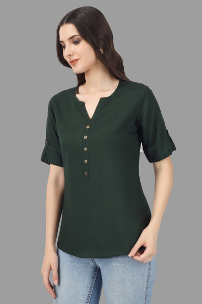 House of RP Women Green Rayon Solid Casual Tunic | Swadesiicart