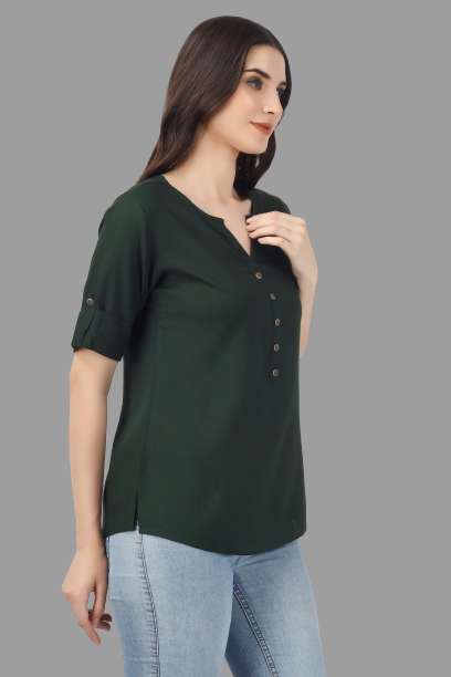 House of RP Women Green Rayon Solid Casual Tunic | Swadesiicart