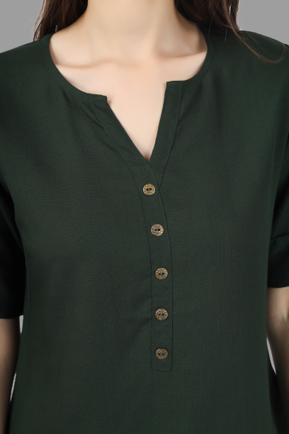 House of RP Women Green Rayon Solid Casual Tunic | Swadesiicart