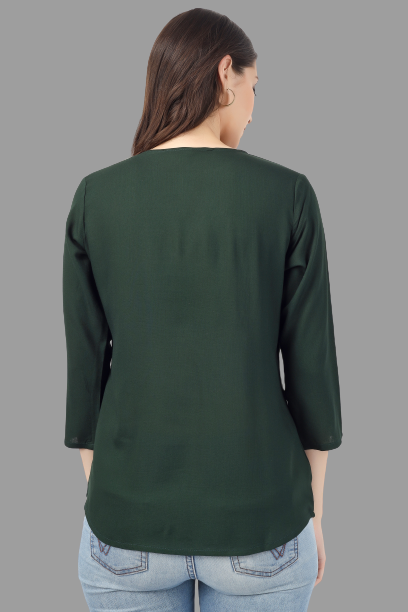 House of RP Women Green Rayon Embroidered Flared Tunic | Swadesiicart