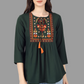 House of RP Women Green Rayon Embroidered Flared Tunic | Swadesiicart