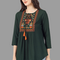 House of RP Women Green Rayon Embroidered Flared Tunic | Swadesiicart
