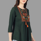 House of RP Women Green Rayon Embroidered Flared Tunic | Swadesiicart