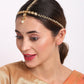 Gold-Polished White Kundan Beaded Matha Patti - Ruby Raang | Swadesiicart