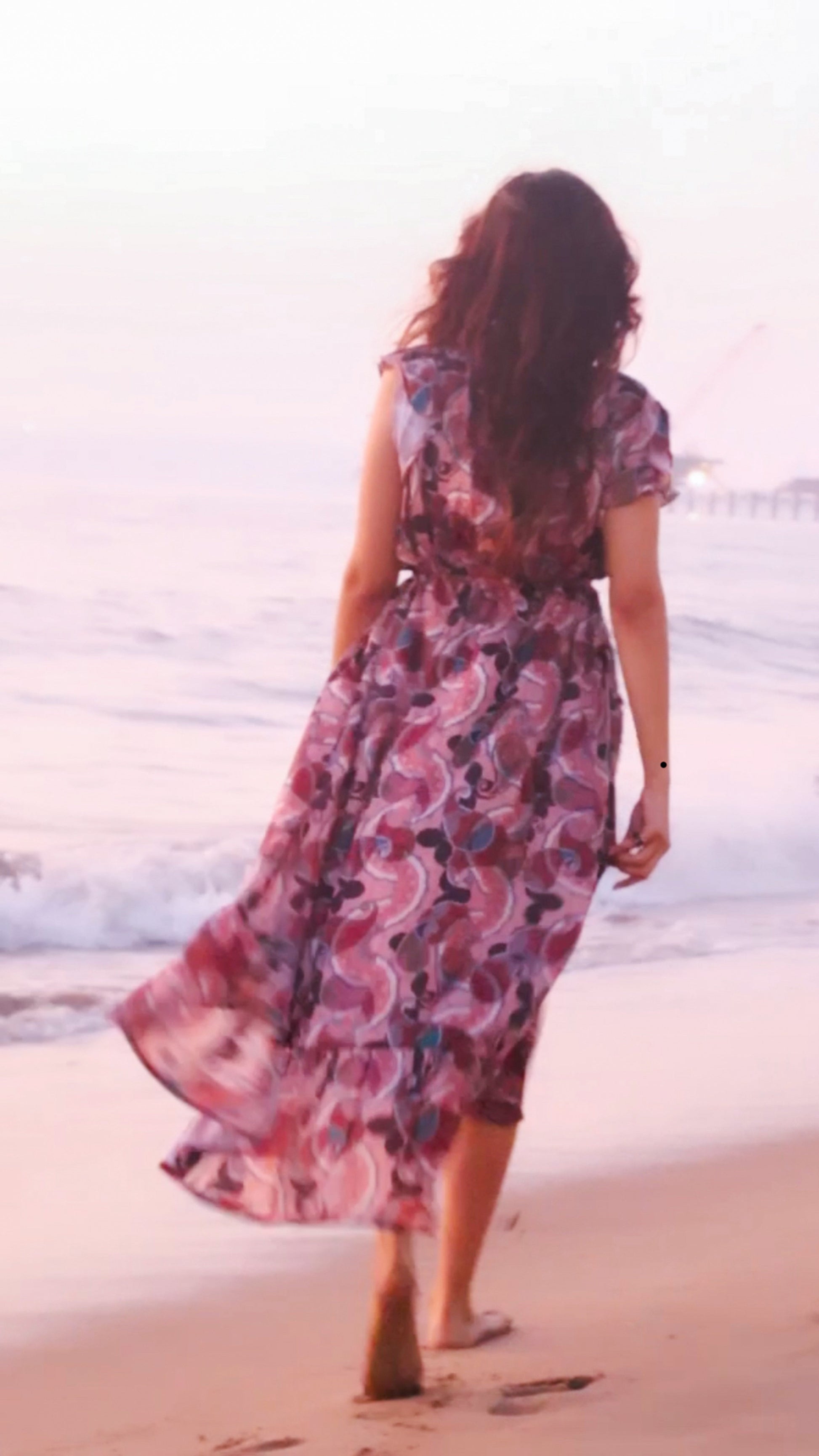 Noroke Sustainable fabric | Bemberg Brown Printed High Low Dress | Swadesiicart
