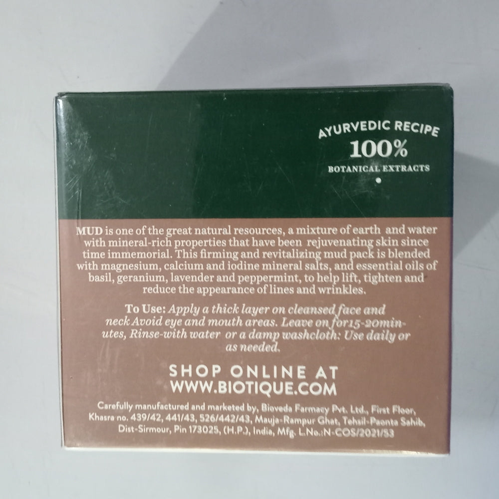 Biotique Advanced Ayurveda Bio Mud Youthful Firming and Revitalizing Face Pack - Swadesiicart