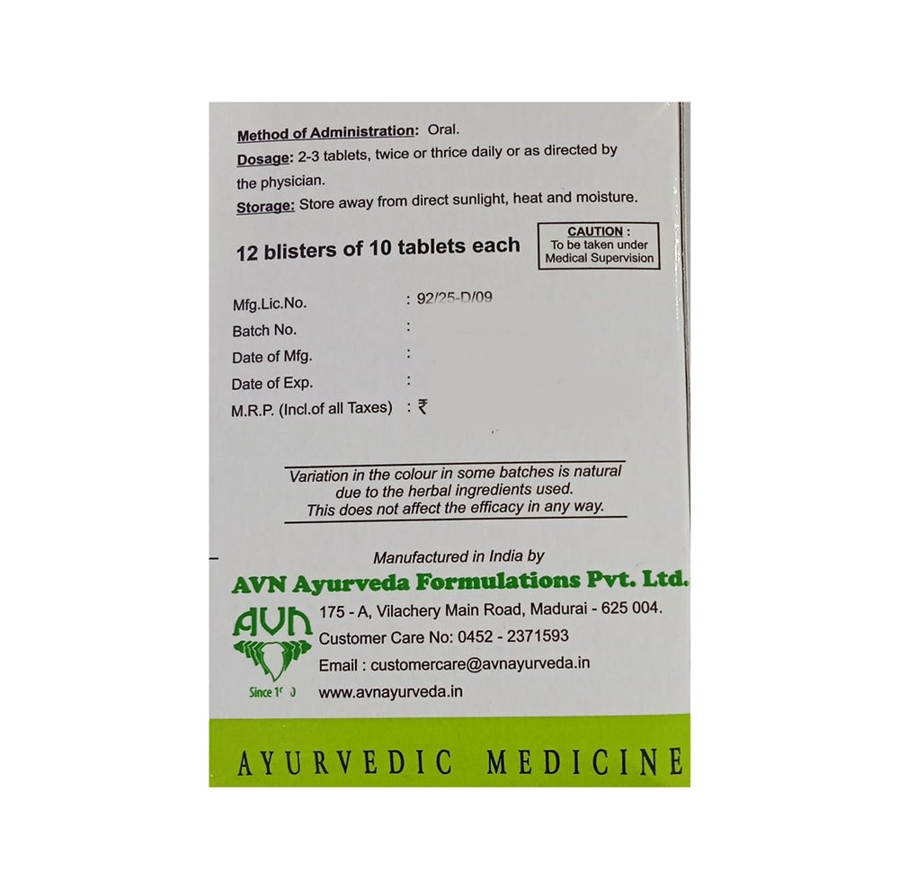 Avn Ayurveda Varanadi Kashayam Tablets - Swadesiicart