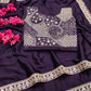 Lorenvalley Fashion Purple Rangoli Silk with Coding Sequence and Multi Lace Work Saree with Blouse - Swadesiicart