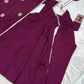 Women’s Wine Purple Pure Roman Chanderi Silk 16 Kali Anarkali Gown with Embroidered Dupatta & Churidar