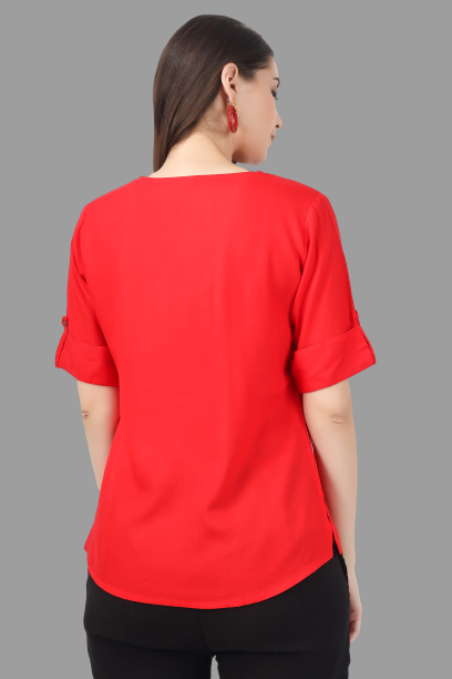 House of RP Women Red Rayon Solid Casual Tunic | Swadesiicart