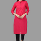 House of RP Women's Pink Solid Cotton Straight Kurta | Swadesiicart