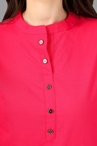 House of RP Women's Pink Solid Cotton Straight Kurta | Swadesiicart
