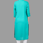 House of RP Women's Turquoise Rayon Chicken Embroidered Straight Kurta | Swadesiicart