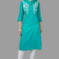 House of RP Women's Turquoise Rayon Chicken Embroidered Straight Kurta | Swadesiicart