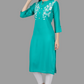 House of RP Women's Turquoise Rayon Chicken Embroidered Straight Kurta | Swadesiicart