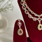 Red American Diamond Two Layer Elegent Necklace Set With Earrings By House of Ree - Swadesiicart