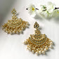 Traditional Gold-Polished White Kundan Pearl Drop Chandbali Earring For Women/Girls - Wahe Jewels - Swadesiicart