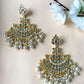 Traditional Gold-Polished White Kundan Pearl Drop Chandbali Earring For Women/Girls - Wahe Jewels - Swadesiicart