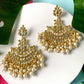 Traditional Gold-Polished White Kundan Pearl Drop Chandbali Earring For Women/Girls - Wahe Jewels - Swadesiicart