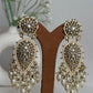 Beige Kundan Drop Earrings By House of Ree - Swadesiicart