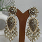 Beige Kundan Drop Earrings By House of Ree - Swadesiicart