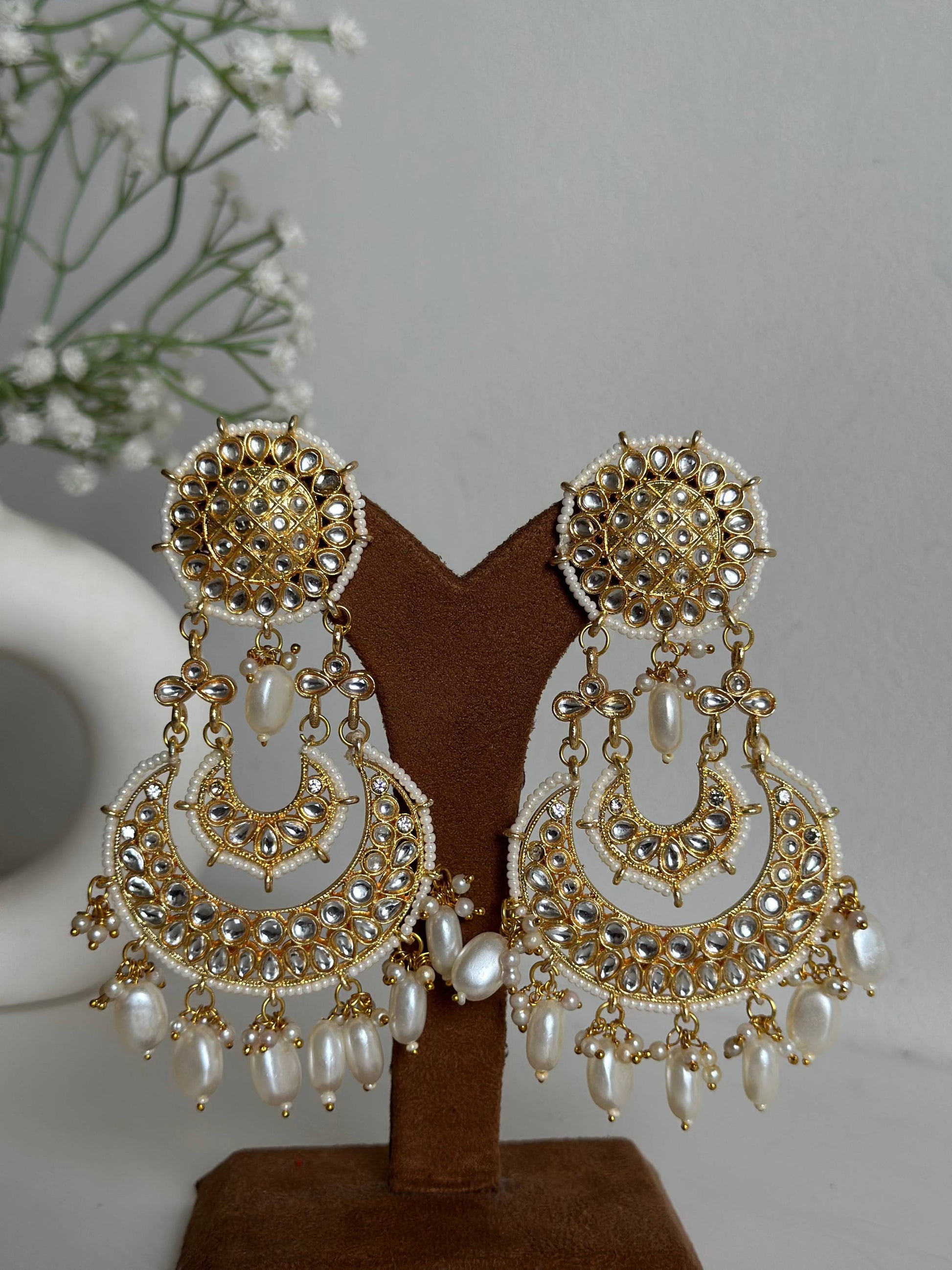 Golden Chandbali Earrings By House of Ree | Swadesiicart