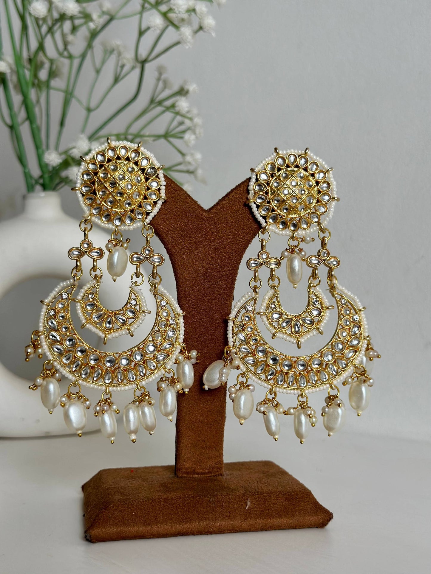 Golden Chandbali Earrings By House of Ree | Swadesiicart