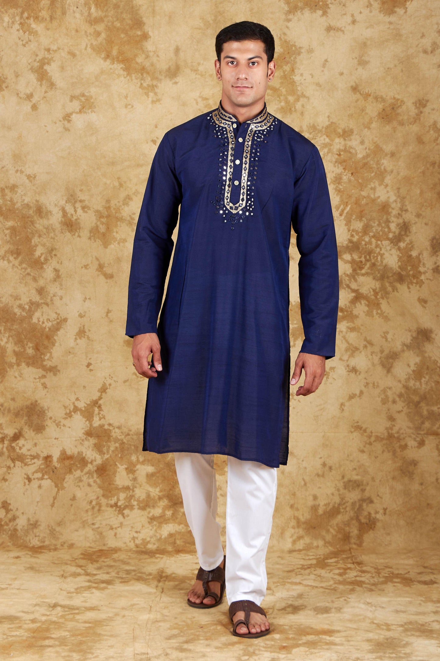 Bluesaanchi Men's Mirror Magic Blue Kurta Set | Swadesiicart