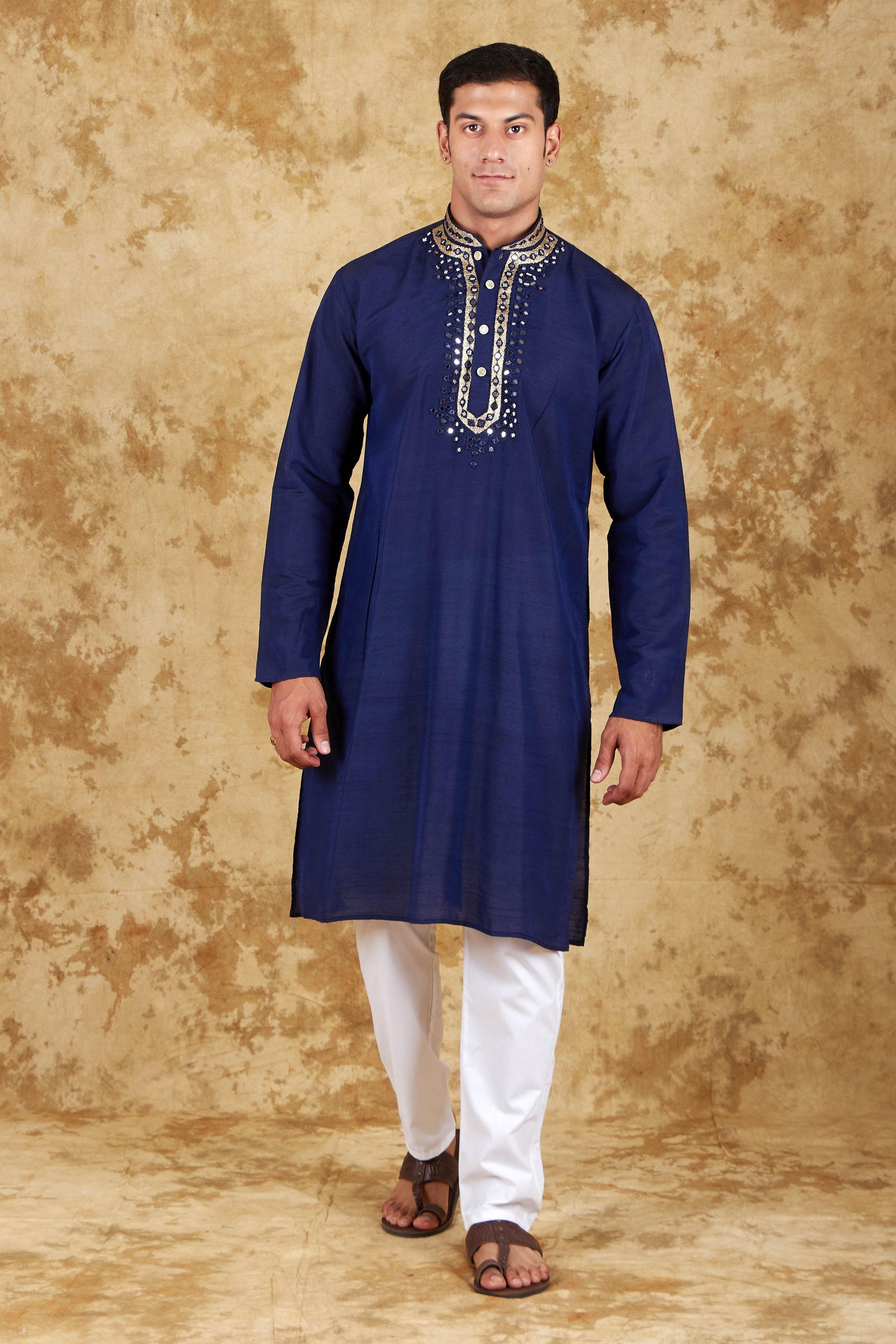 Bluesaanchi Men's Mirror Magic Blue Kurta Set | Swadesiicart