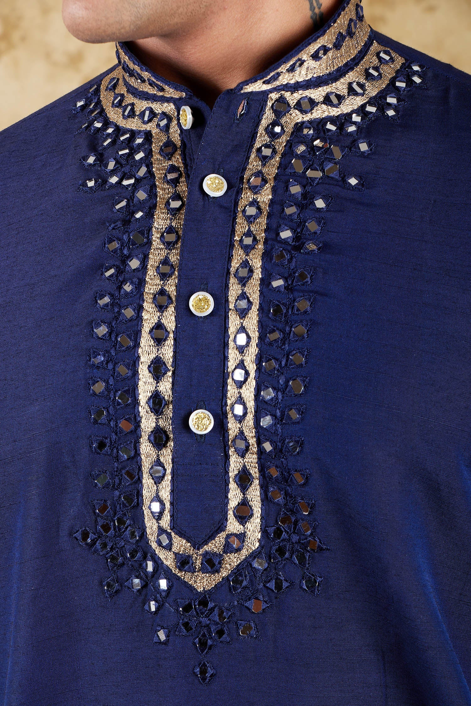 Bluesaanchi Men's Mirror Magic Blue Kurta Set | Swadesiicart