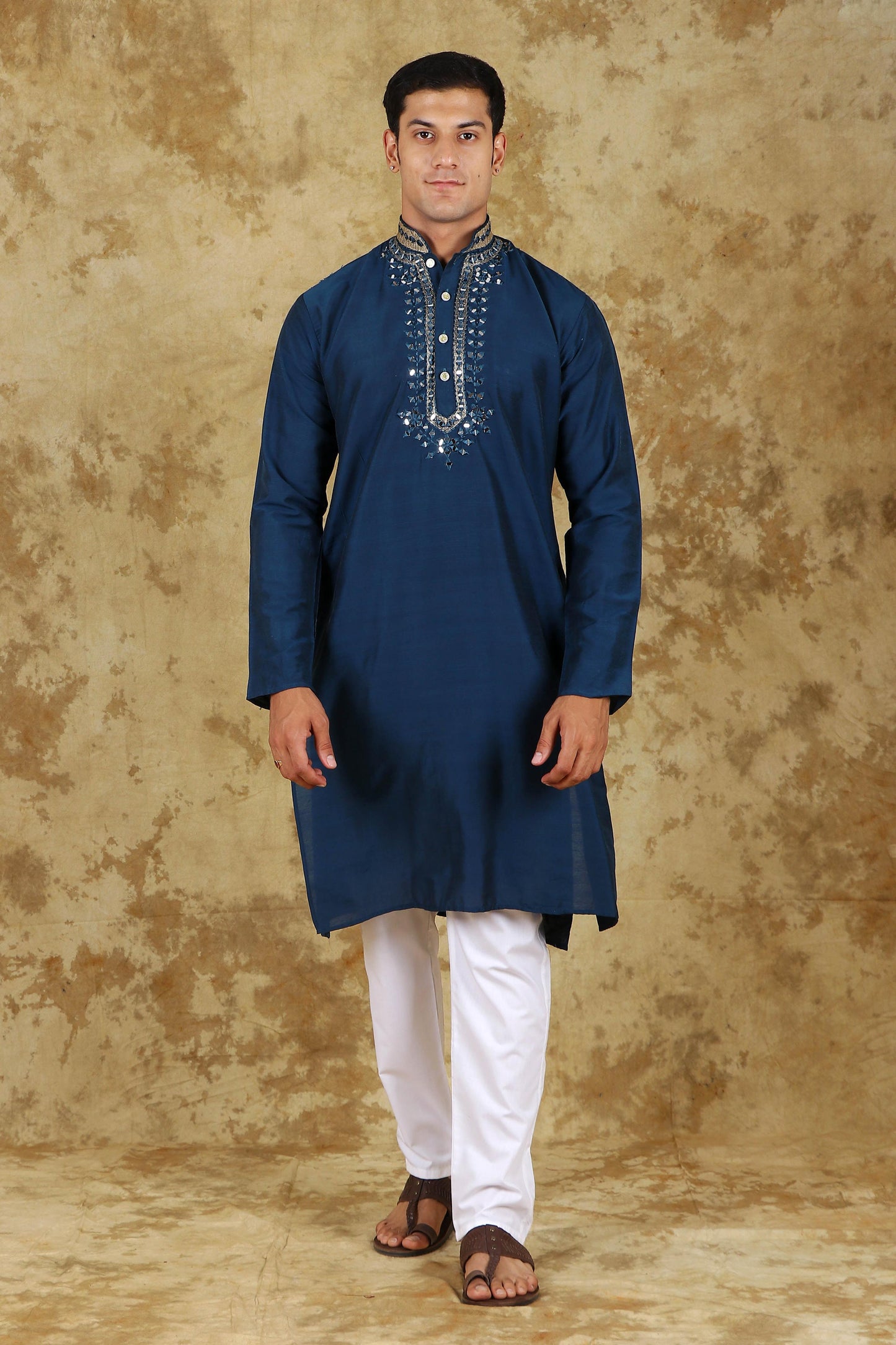 Bluesaanchi Men's Mirror Magic Berkeley Blue Kurta Set | Swadesiicart